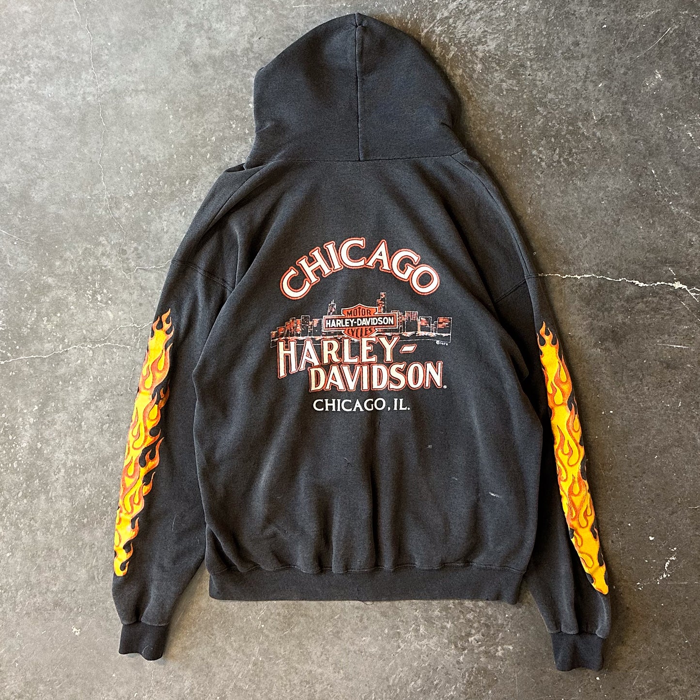 Harley Davidson Flaming Zip Up Jacket 1978